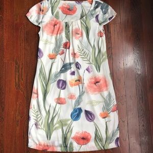 H&M ivory floral satin shift dress size 2
